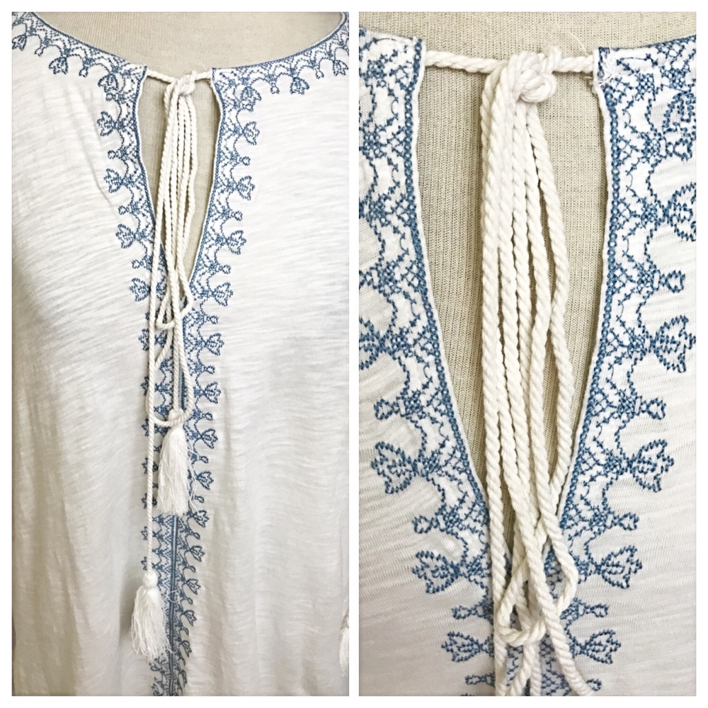 Boho Chic Embroidered Flowy Tassel Top S/M - Picture 8 of 8